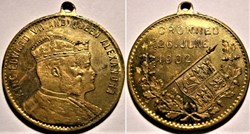 Edward VII & Alexandra - Gilt Medalet Coronation 1902 (ex.3)