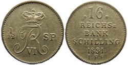 Danish duchy of Schleswig-Holstein, Frederik IX - 16 Reichsbank Schilling 1831