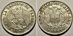 Chile - 20 Centavos 1879/0 Santiago