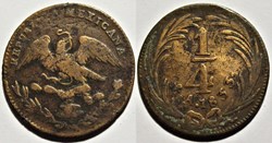 México - 1/4 Real 1833- 1st Republic