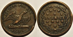 Patriotic Token 1864 - Liberty For All - America (Faulty Edge)