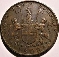King George III - 10 Cash 1808 Madras Presidency (ex.2)