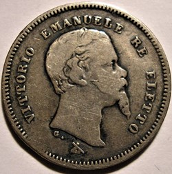 1860 Province Unite del Centro Italia, 50 Centesimi - Vittorio Emanuele II of Savoy