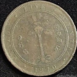 Victoria - Five Cents 1870 - Ceylon