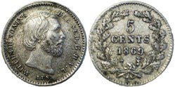 Willem III of Nederland - 5 Cents 1869 (2ex.)