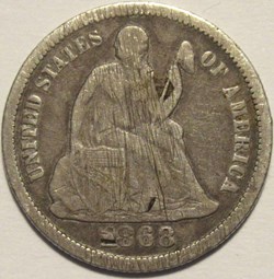 1868 Dime / 10 Cents