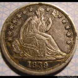 1839 Half Dime No Drapery