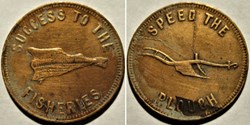 Prince Edward 1860 - HalfPenny Token Speed the Plough - Die Crack
