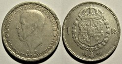 Gustaf V of Sweden - 1 Krona 1948