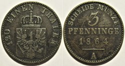 Wilhelm I - 3 Pfennig 1864 Berlin, Kingdom of Prussia