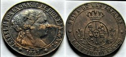 1867 Barcelona - 1 Centimo - Isabel II España