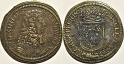 Louis XIV - c.1680', Rechenpfennig par Cornelius Lauffer