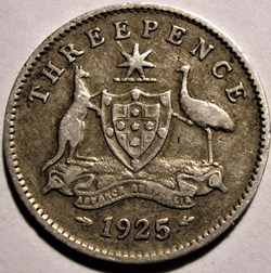 George V - Three Pence 1925 - Australia - Coins - World - Edge Plain