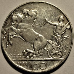 1929 Royaume d'Italie, 10 Lire, Roma - Vittorio Emanuele III