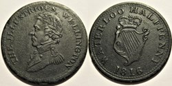 George III 1816 - The illustrious Wellington Token, Waterloo - Half Penny