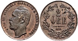 Sweden - Karl XV - 2 Öre 1871 (ex.2)