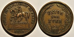 Civil War 1863 - Equestrian Statue of Washington Token - New York, NY