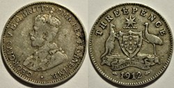 George V - Three Pence 1912 - Australia (ex.3)