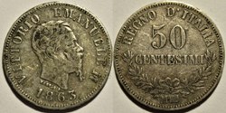 1863 Royaume d'Italie, 50 Centesimi, Milano - Vittorio Emanuele II (ex.2)