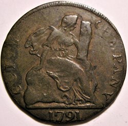 1791 One Farthing - Copper Company – Birmingham, Warwickshire, England