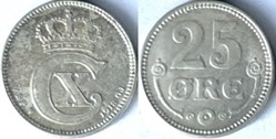 Christian X Denmark - 25 Øre 1918