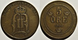Sweden - Oskar II - 5 Öre 1904