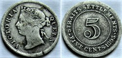 Victoria - 5 Cents 1895 - Straits Settlements, Malaysia