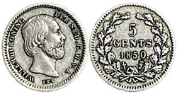 Willem III of Nederland - 5 Cents 1850