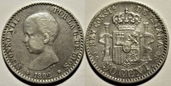 1892 - 50 Centimos - Alfonso XIII de España