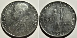 Pio XII, Papa - 100 Lire 1955, Anno XVII - Vaticano