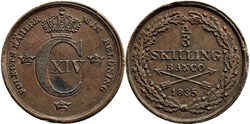 Sweden - Karl XIV Johan - 1/3 Skilling Banco 1835