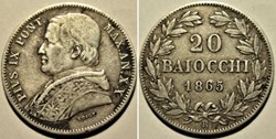 Pio IX, Papa - 20 Baiocchi 1865, Anno XX - Vaticano