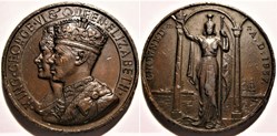 George VI & Elizabeth - 1937 Coronation Medal, Britannia - UK (ex.2)