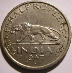 George VI - Half Rupee 1947 Bombay - British India (ex.2)
