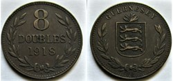 States of Guernsey - 8 Doubles 1918 H