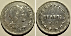 1937 - Una Peseta Euzkadi - Second Republic of Spain