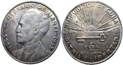 Cuba - 1 Peso 1953, José Martí 100th. Anniversary birthdate