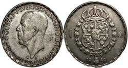 Gustaf V of Sweden - 1 Krona 1949
