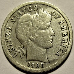 1908 Denver Dime - Repunched Date and Mintmark
