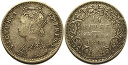 Victoria - 1/4 Rupee 1897 Bombay - British India