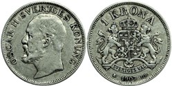 Sweden - Oskar II - 1 Krona 1907