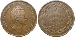Sweden - Oscar I - 2 Skilling Banco 1854