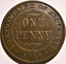 George V - One Penny 1918 - Australia
