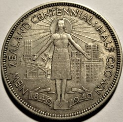 George VI - Half Crown 1840-1940 Centennial - New Zealand (ex.2)