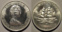 States of Jersey - 2 Pounds 1972 - 25th Anniversary of wedding Elizabeth II