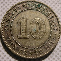 George V - 10 Cents 1916 - Straits Settlements