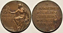 Germany 1914 - V. Manheimer Jubilee medal, 75th Anniversary