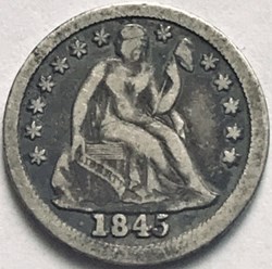 1845 Dime - High Date repunched  (ex.2)