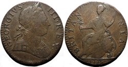 1775 Half Penny No Regal - George III of Great Britain (ex.18)