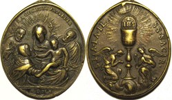 Médaille religieuse de la Sainte Famille & Eucharistie, c. XVIIIe à Rome, Italie